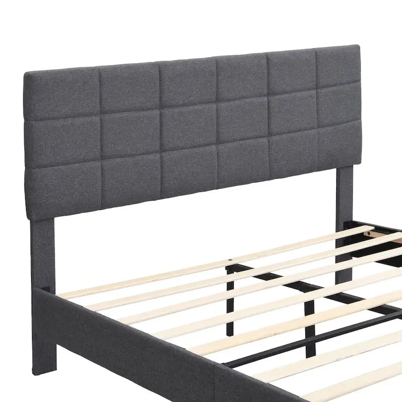 Platform Bed Frame with Fabric Upholstered Headboard
