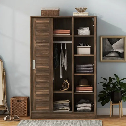 3-Door Shutter Wardrobe with shelves For Bedroom
