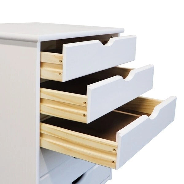 Adeptus Original Roll Cart, Solid Wood, 6 Drawer Extra Wide Roll Cart, White
