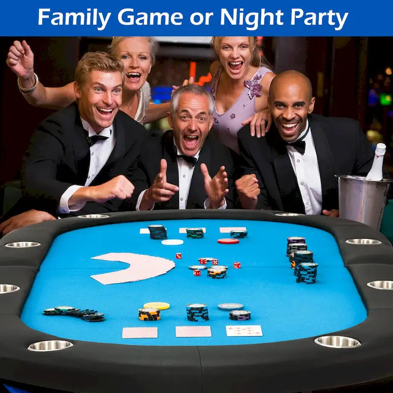 AVAWING 8 Players Foldable Game Poker Table with Cup Holder