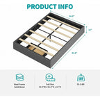 Mixoy Linen Fabric Upholstered Platform Bed Frame with Storage Drawers and Wood Slat