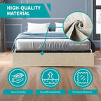Mixoy Linen Fabric Upholstered Platform Bed Frame with Storage Drawers and Wood Slat