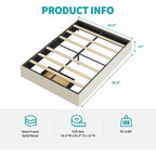 Mixoy Linen Fabric Upholstered Platform Bed Frame with Storage Drawers and Wood Slat