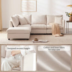 [VIDEO provided][New]89*79Modern Sectional Sofa with Vertical Stripes,2 Pillows,5-Seat Couch with Convertible Ottoman,Various C