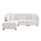 [VIDEO provided][New]89*79Modern Sectional Sofa with Vertical Stripes,2 Pillows,5-Seat Couch with Convertible Ottoman,Various C