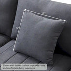 [VIDEO provided][New]89*79Modern Sectional Sofa with Vertical Stripes,2 Pillows,5-Seat Couch with Convertible Ottoman,Various C