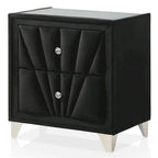 Ambrosia Glam Black Fabric Upholstered Nailhead 5-Piece Panel Bedroom Set by Furniture of America