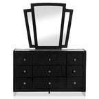 Ambrosia Glam Black Fabric Upholstered Nailhead 5-Piece Panel Bedroom Set by Furniture of America