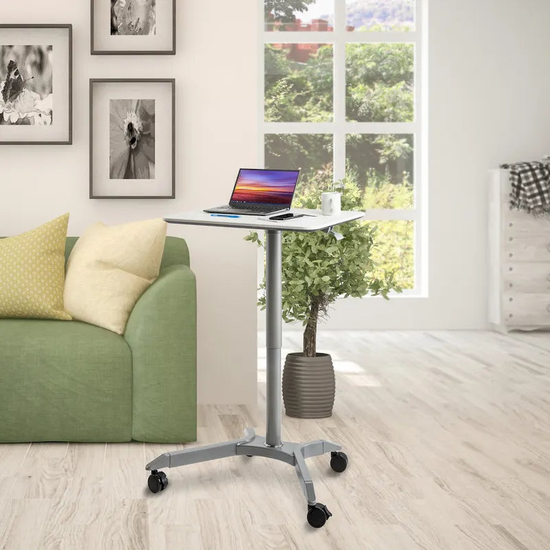 airLIFT XL 28 Pneumatic Height Adjustable Sit-Stand Mobile Laptop Computer Desk Cart