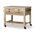 Columbia II Light Brown Base w/Black Iron, Rolling Kitchen Island - 46W x 32D x 36H