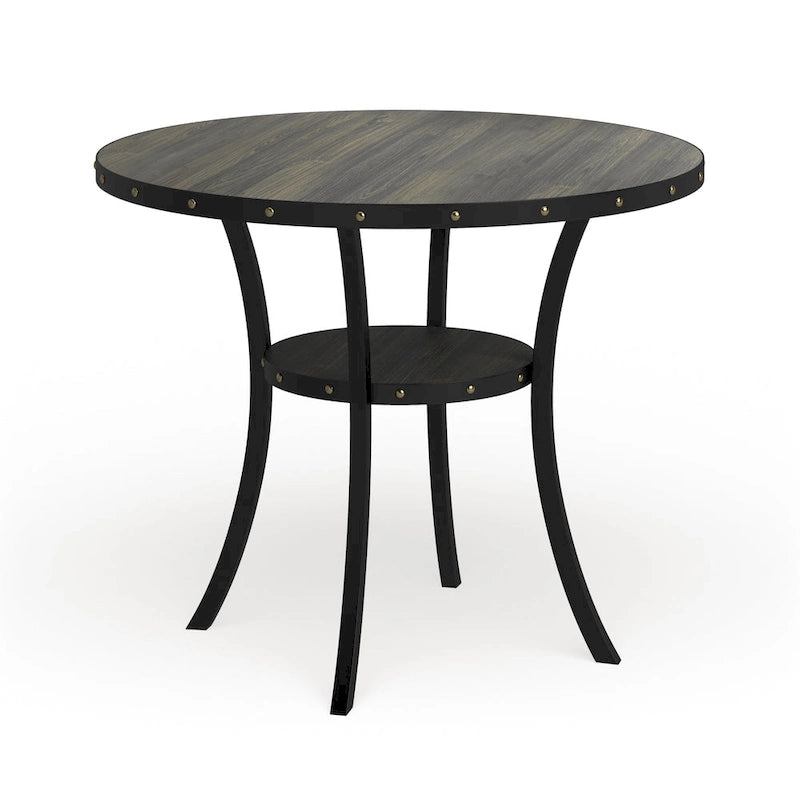 Roundhill Furniture Biony Dining Collection Espresso Wood Counter Height Nailhead Dining Table - Brown
