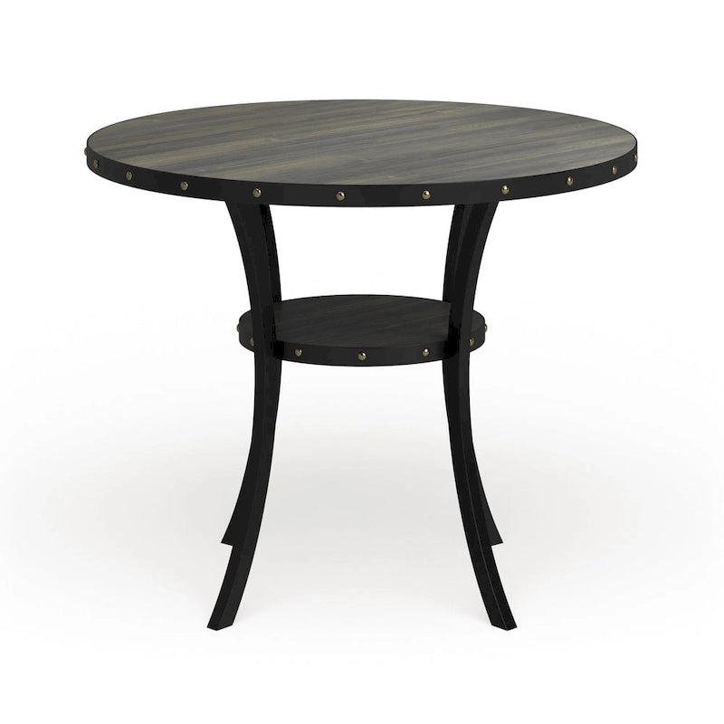 Roundhill Furniture Biony Dining Collection Espresso Wood Counter Height Nailhead Dining Table - Brown
