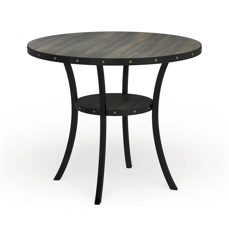 Roundhill Furniture Biony Dining Collection Espresso Wood Counter Height Nailhead Dining Table - Brown