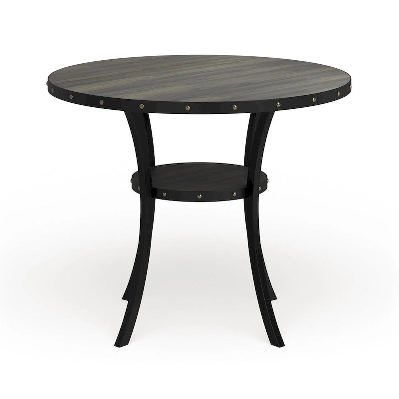 Roundhill Furniture Biony Dining Collection Espresso Wood Counter Height Nailhead Dining Table - Brown