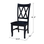 Double X-Back Solid Wood Chairs - Set of Two