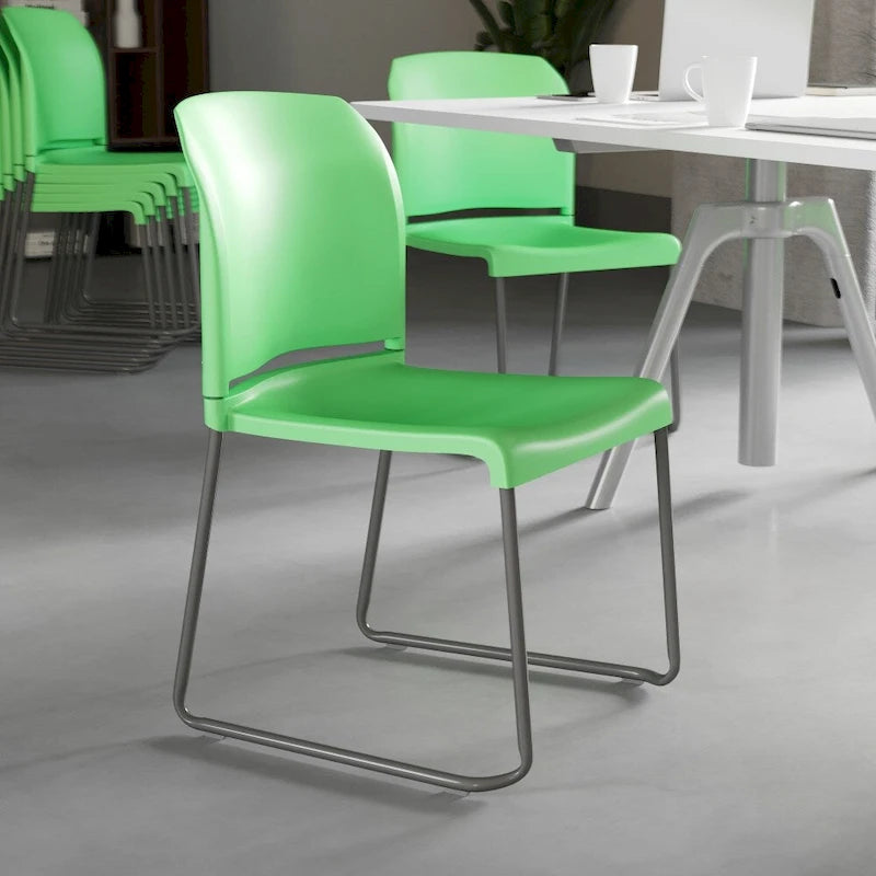 880 lb. Capacity Full Back Contoured Stack Chair with Powder Coated Sled Base