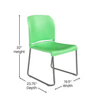 880 lb. Capacity Full Back Contoured Stack Chair with Powder Coated Sled Base