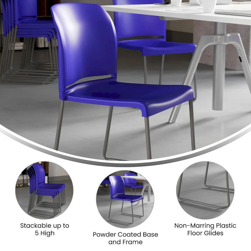 880 lb. Capacity Full Back Contoured Stack Chair with Powder Coated Sled Base