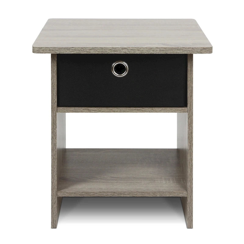 Furinno Dario End Table/ Night Stand Storage Shelf with Bin Drawer
