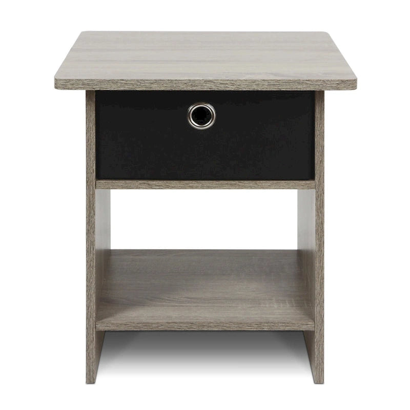 Furinno Dario End Table/ Night Stand Storage Shelf with Bin Drawer
