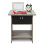 Furinno Dario End Table/ Night Stand Storage Shelf with Bin Drawer