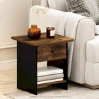 Furinno Dario End Table/ Night Stand Storage Shelf with Bin Drawer