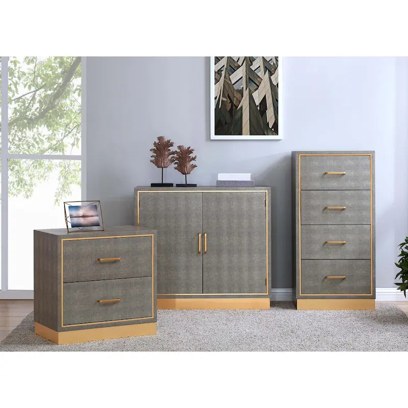 Edinburgh 2-Drawer Faux Shagreen End table