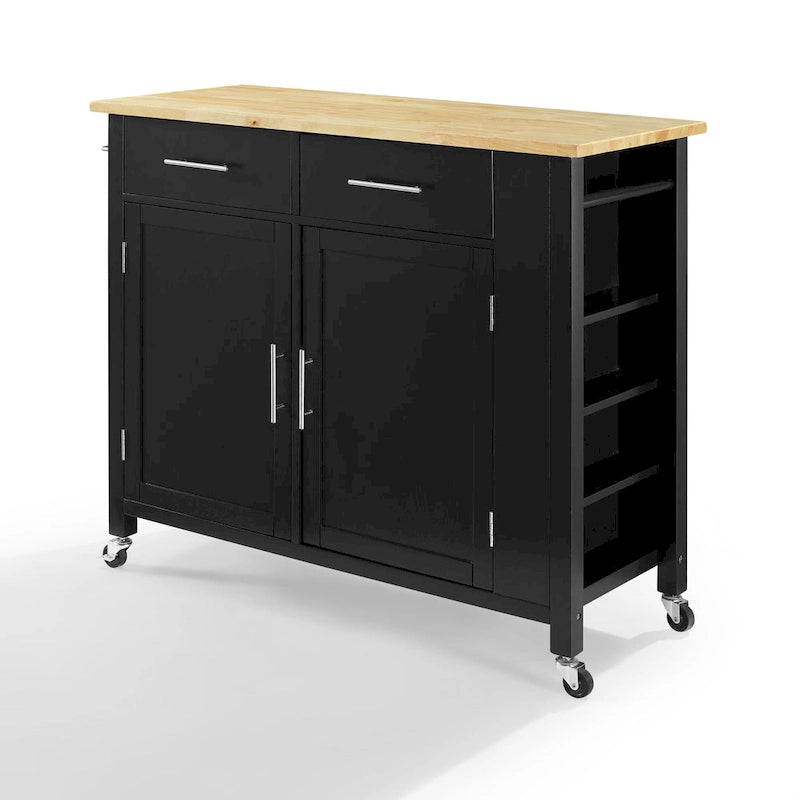 Crosley Savannah Full-size Wood-top Kitchen Cart - 37H x 42W x 18.25D