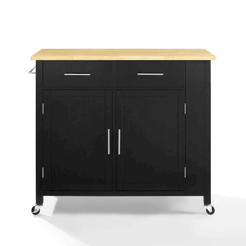 Crosley Savannah Full-size Wood-top Kitchen Cart - 37H x 42W x 18.25D