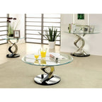 Sele Contemporary Silver 38-inch Glass Coffee Table by Furniture of America
