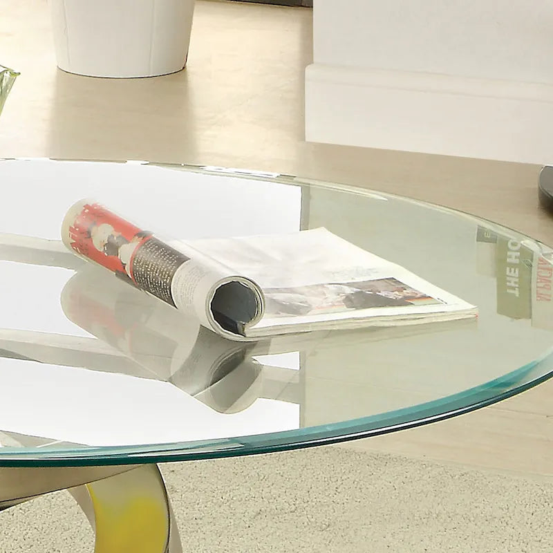Sele Contemporary Silver 38-inch Glass Coffee Table by Furniture of America