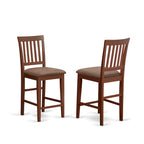 East West Furniture 5 Piece Counter Height Dining Table Set- a Square Table and 4 Kitchen Chairs, Mahogany(Seat Type Options)