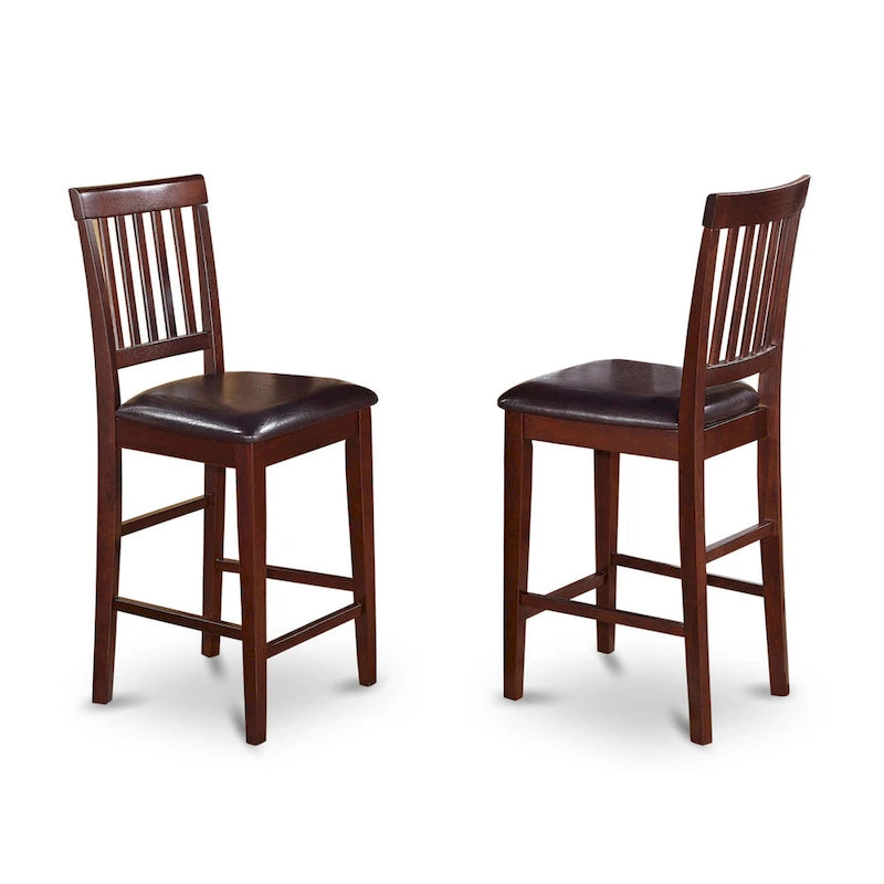 East West Furniture 5 Piece Counter Height Dining Table Set- a Square Table and 4 Kitchen Chairs, Mahogany(Seat Type Options)