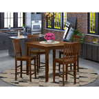 East West Furniture 5 Piece Counter Height Dining Table Set- a Square Table and 4 Kitchen Chairs, Mahogany(Seat Type Options)