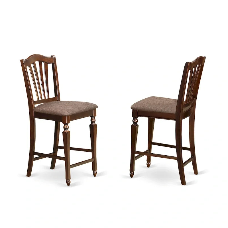 East West Furniture 9 Piece Counter Height Pub Set Includes a Square Dining Table and 8 Kitchen Chairs, Mahogany(Seat Options)