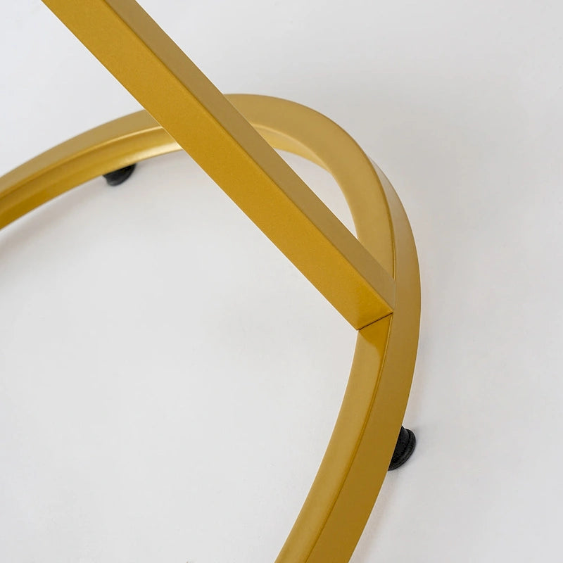 Modern Nugzar Coffee Table Round Metal Nesting Frame in Golden Style Set of 2