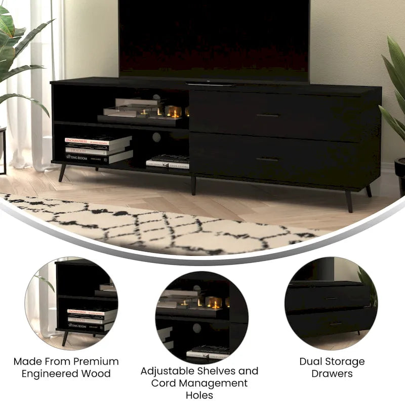 TV Stand for up to 60 TV's with Adjustable Shelf and Storage Drawers