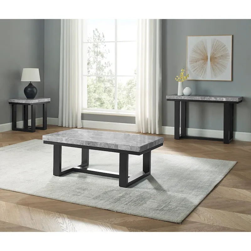 Steve Silver Ludlow Gray Marble Top Side Table