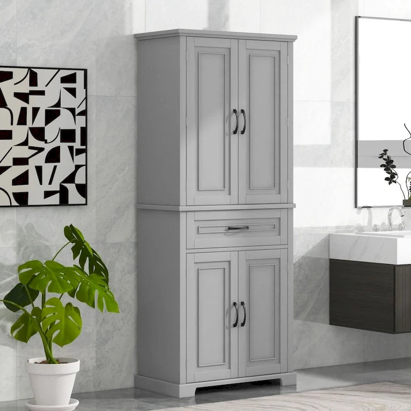 Bathroom Storage Cabinet with Doors and Drawer Multiple Storage Space Adjustable Shelf