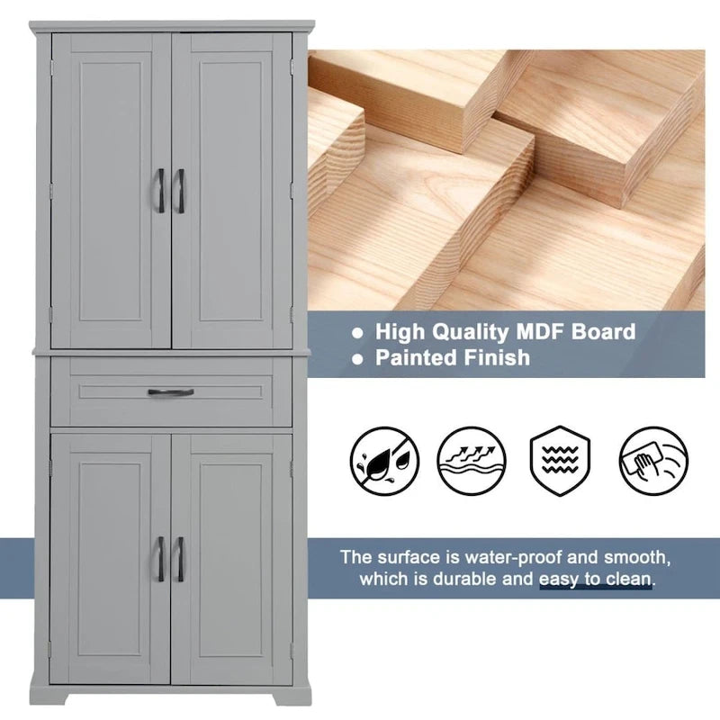 Bathroom Storage Cabinet with Doors and Drawer Multiple Storage Space Adjustable Shelf