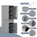 Bathroom Storage Cabinet with Doors and Drawer Multiple Storage Space Adjustable Shelf