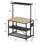 47 Kitchen Island Table Microwave Stand Oven Shelf with Storage - 47D x 28W x 72H