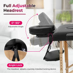 Matthew Black Portable Folding Massage Table with Adjustable Height, Armrests and Respiratory Pillow