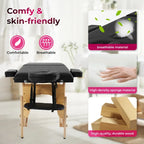 Matthew Black Portable Folding Massage Table with Adjustable Height, Armrests and Respiratory Pillow