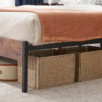 Taomika 3-Pieces Industrial Bed and Modern Square Nightstands Set