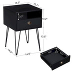 Taomika 3-Pieces Industrial Bed and Modern Square Nightstands Set