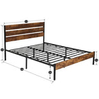 Taomika 3-Pieces Industrial Bed and Modern Square Nightstands Set