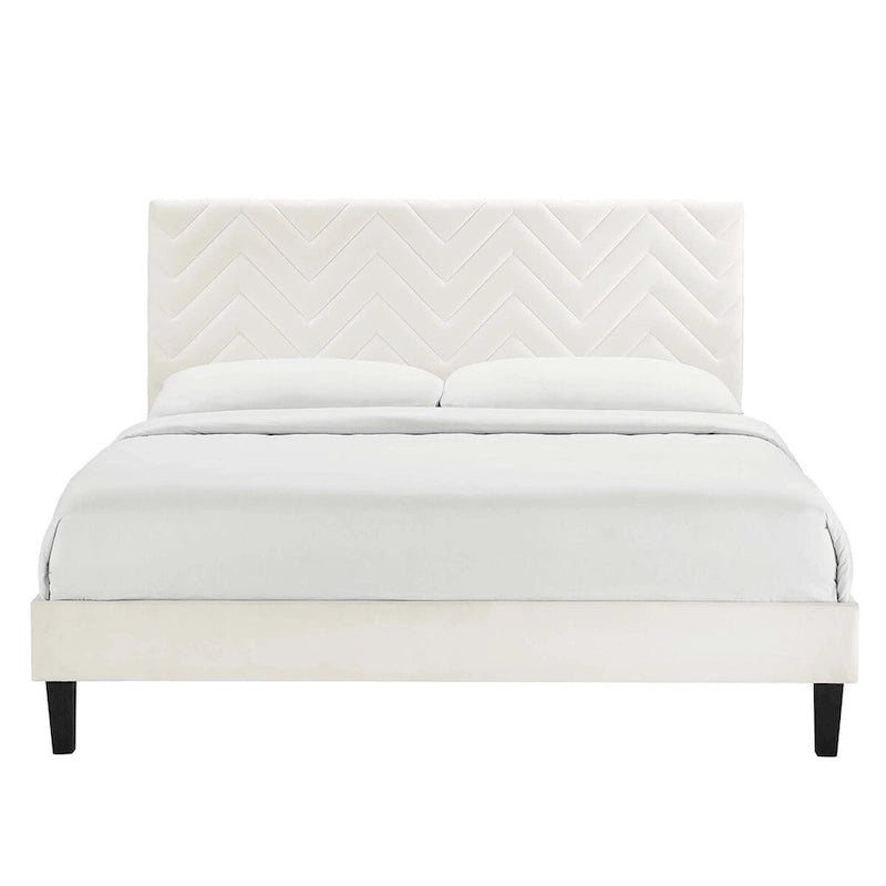 Leah Chevron Tufted Performance Velvet Queen Platform Bed
