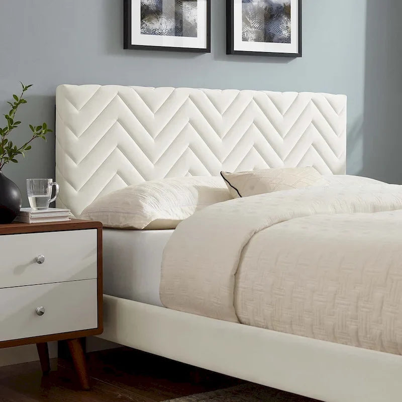Leah Chevron Tufted Performance Velvet Queen Platform Bed