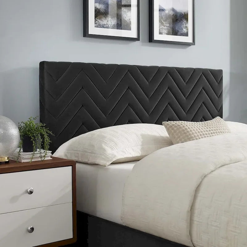 Leah Chevron Tufted Performance Velvet Queen Platform Bed
